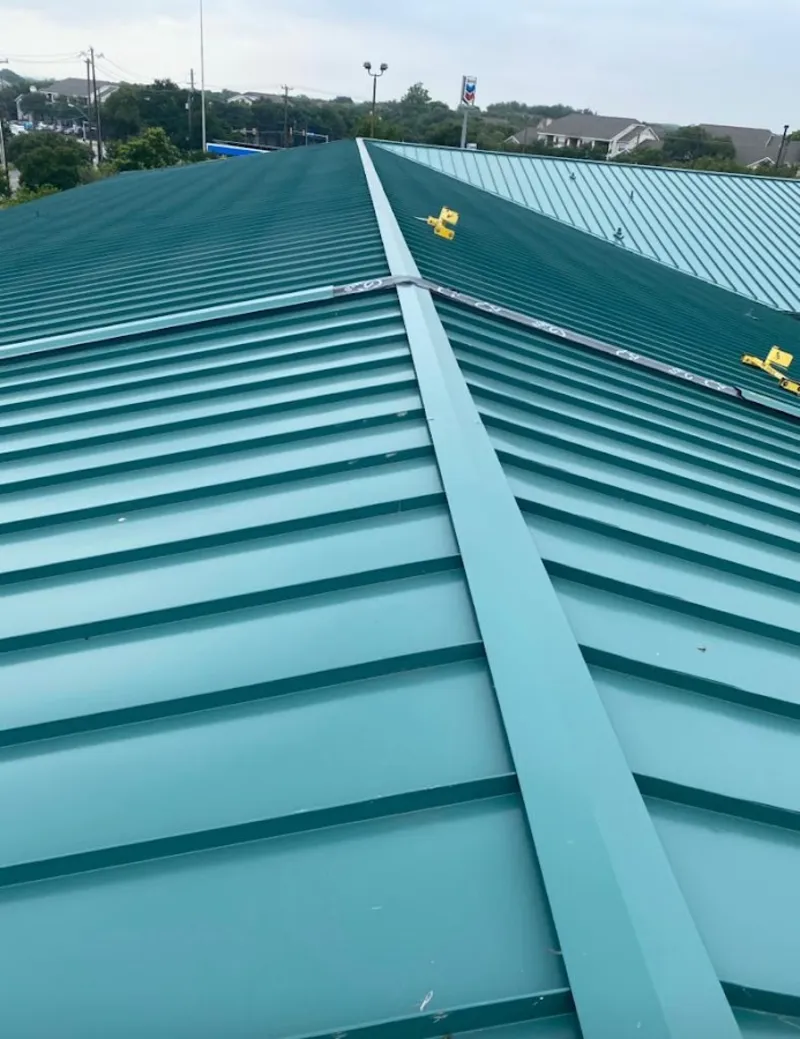 Green commercial metal roof ridge and valley for Metal Roof Repair in Pekin